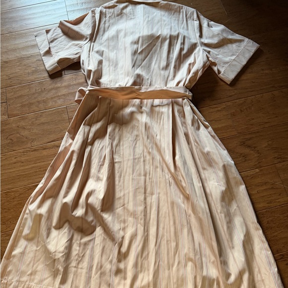 Lafayette 148 New York Pale Pink Striped Midi Shirt Dress summer dress - Picture 6 of 12